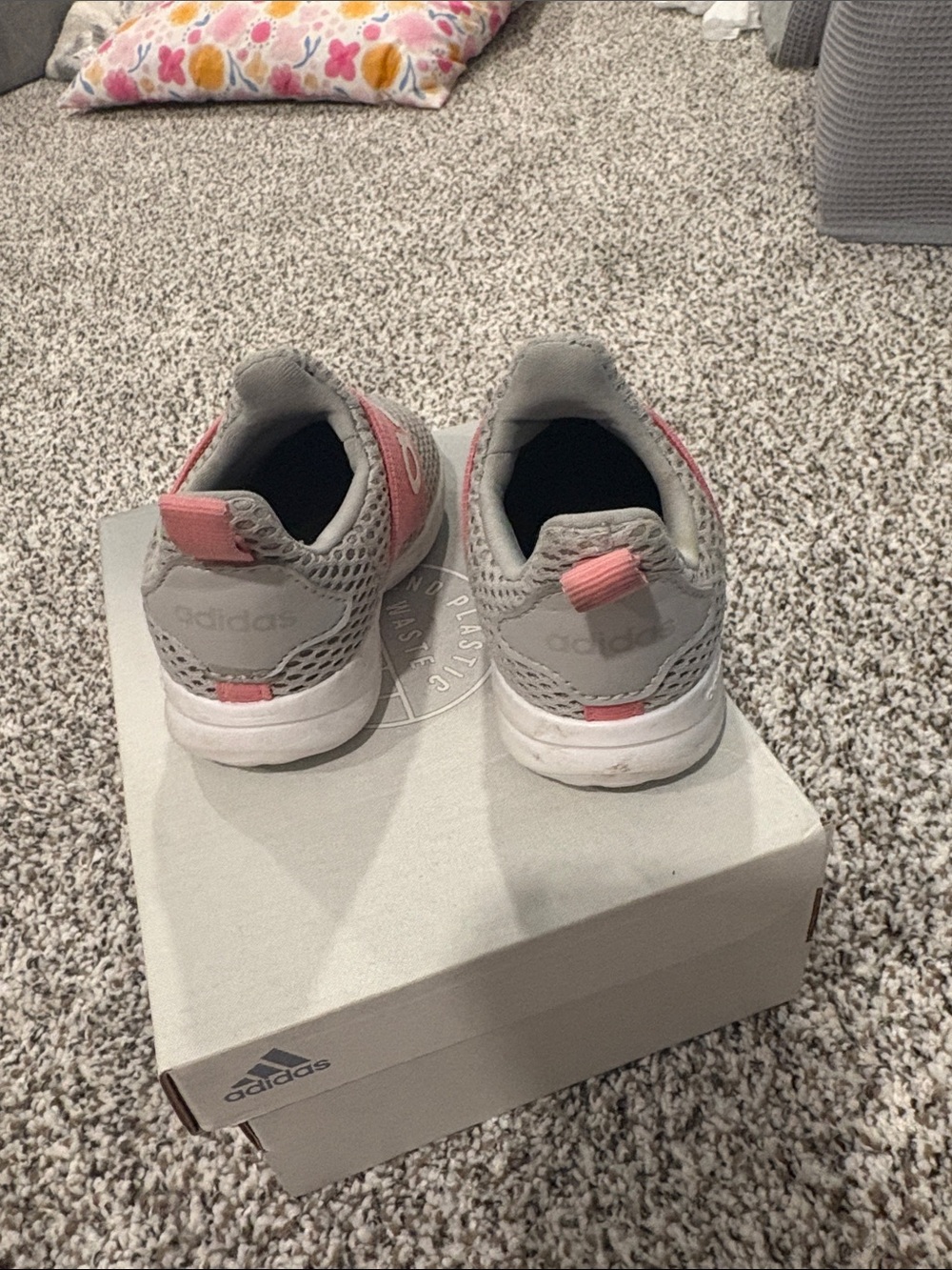 adidas Kids Gray & Pink Slip-On Athletic Sneakers - Picture 5 of 5